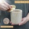 HAMAKAWA Nartural Marble Qtip Holder with Brass Lid, Beige Travertine