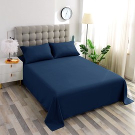 Ghooss Navy Blue Bed Sheets Queen Size Hotel Luxury-Extra Soft 1800 Microfiber Bedding-Wrinkle & Fade Resistant,Machine Washable-4 Piece(Navy Blue,Queen)