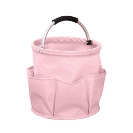 CheurYae Cleaning Supplies Organiser, Foldable Organiser for Home and Garden with 6 Compartments for Appliances, Tools, Cleaning Utensils (Pink)