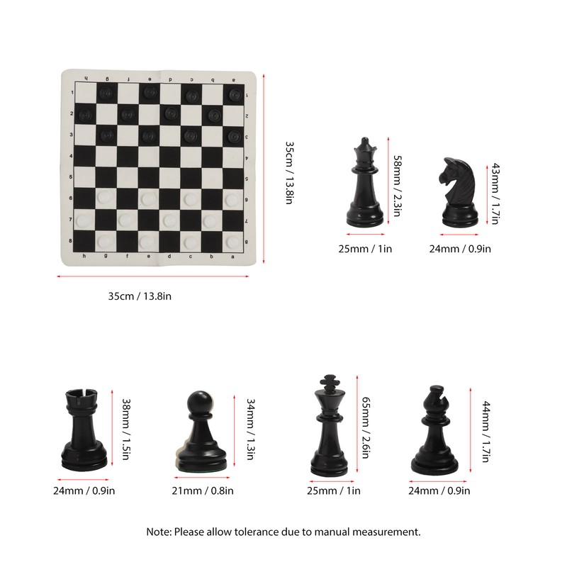 Chess Checkers Set 13.8in Board 2 in 1 Anti Slip