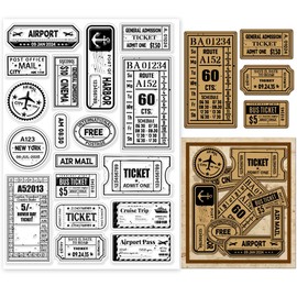 GLOBLELAND Vintage Travel Tickets Clear Stamps for Cards Making Retro Journey Postage Clear Stamp Seals 5.83x8.27inch Transparent Stamps for DIY Scrapbooking Photo Album Journal Home Decoration