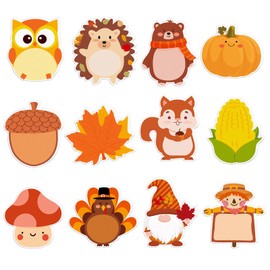 240Pcs Turkey Pumpkin Squirrel Maple Leaf Sticky Notes, Thanksgiving Sticky Tabs, Self-Stick Pads, Cute Memo Notes, 12 Packs 20 Sheets/Pack, Office School Study Supplies for Students Teachers Kids