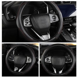DONWELL Chevy Steering Wheel Cover- Carbon Fiber Leather Anti-Slip Grip Fits Most Models