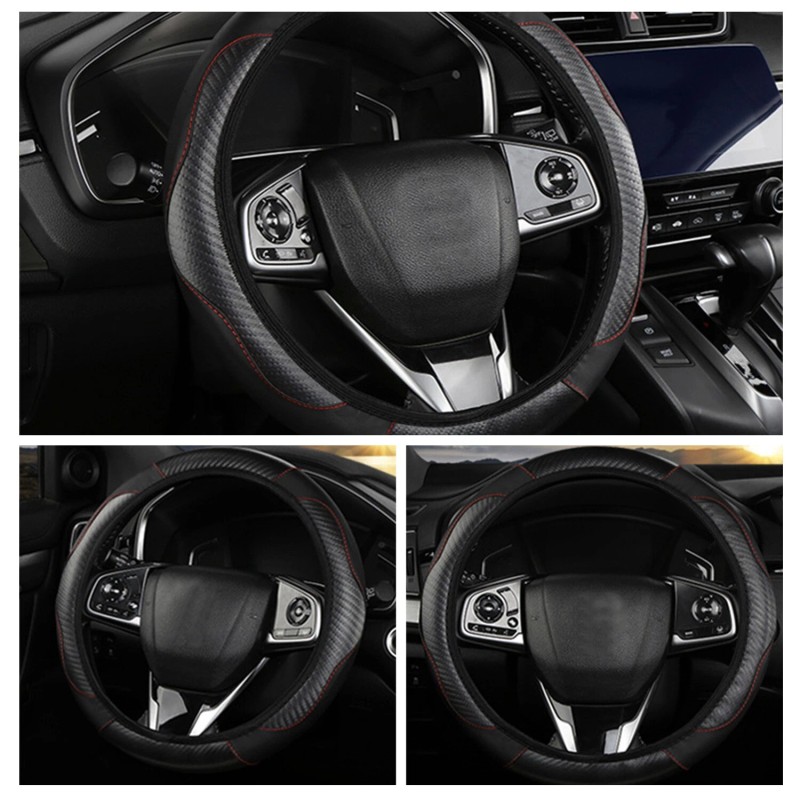 DONWELL Chevy Steering Wheel Cover- Carbon Fiber Leather Anti-Slip Grip