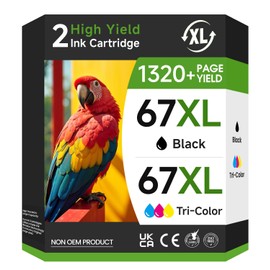 Onorigi Onorigi 67XL Ink Cartridge Black and Color Combo Pack Compatible for HP Ink 67 67XL Printer Ink for DeskJet 2855e 2755e 2700 2700e 2800e 4155e 4255e 2734e 4100 4100e for Envy 6055e 6400 6455e(2 Pack)