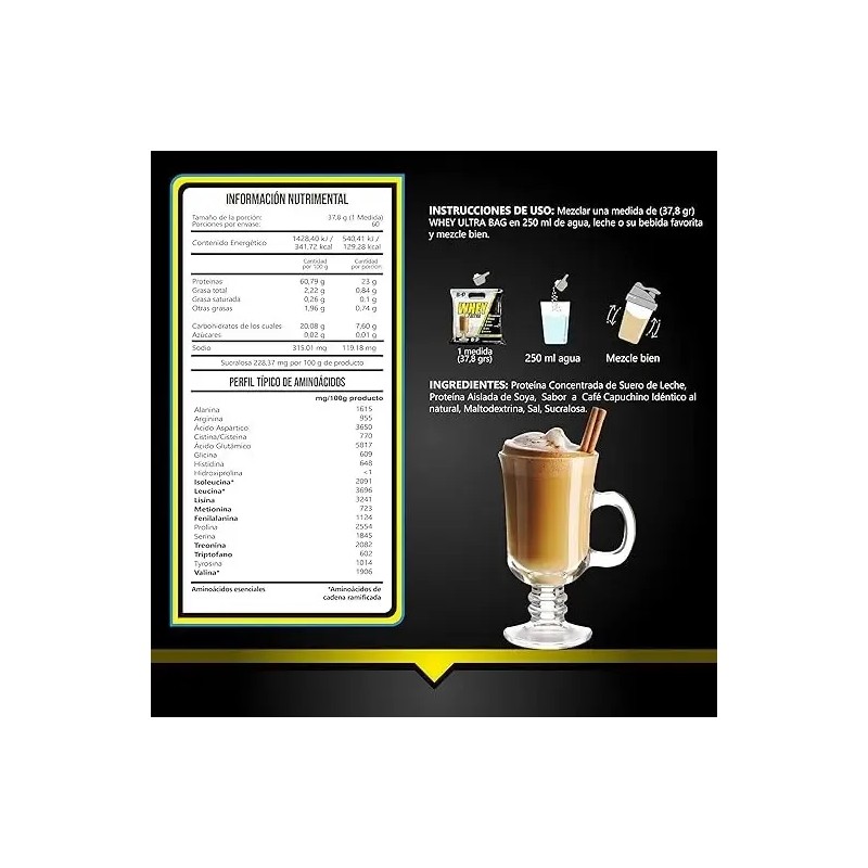 Suplemento Polvo Bhp Nutrition Proteína Sabor Café Capuchino 2300g