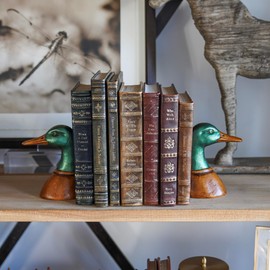 Fox Run Duck Decorative Bookend Set, 100% Iron, 4.25” x 2.9” x 5.73” Heavy Bookends