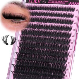 ALICE Eyelash Clusters Spiky Volume Lash Clusters Cluster Eyelash Extensions Fluffier Wispy 100D 240pcs 12-22mm CC- Curly Individual Lashes Fairy Salon Lash Extensions DIY at Home