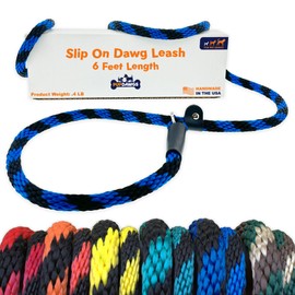 Slip Lead Dog Leash Made in The USA | All in One No Pull Dog Leash and Collar with Adjustable Loop | 1/2” Thick for Large Dogs 6 FT (Cobalt Blue)