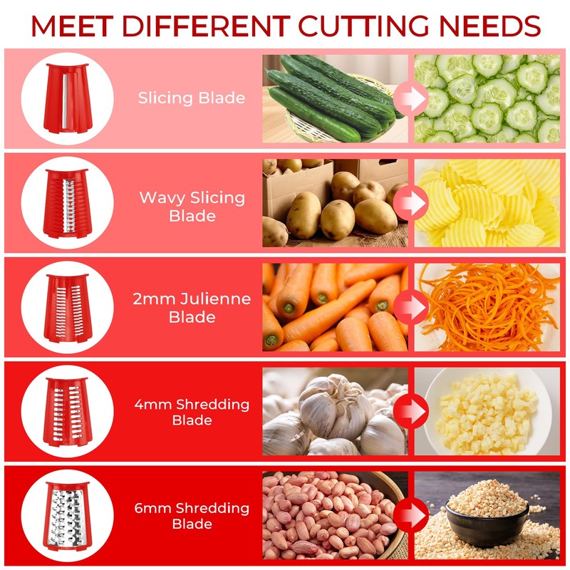 SUSTEAS Rotary Cheese Grater with Handle - Vegetable Shredder with