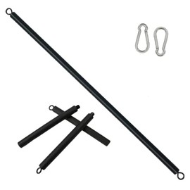 Barra de banda de resistencia de 41 pulgadas para entrenamiento de cuerpo completo, pilates desmontables portátiles, con 2 clips de mosquetón, negro