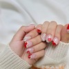Red heart chunk handmade nail tip ❤ - Long Oval