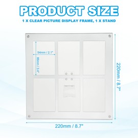 PATIKIL Acrylic Collage Photo Frame, Fits 2x3 Photos Floating Magnetic Picture Frames with Stand for Home Refrigerator Fridge, Gray