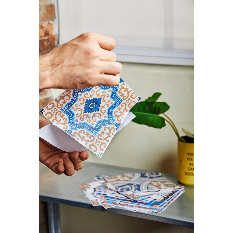 Poromoro Spanish Portuguese Azulejo Style Backsplash Peel and Stick Tile