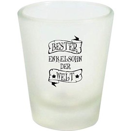 ShirtInStyle Schnapsglas Glas, Auszeichnung Zum Besten Enkelsohn Der Welt. Sprüche, Familie Freunde Spruch, Weiß