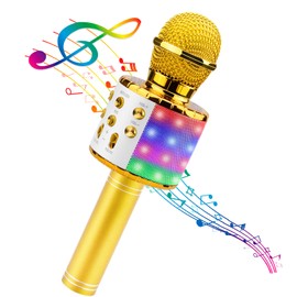 BlueFire 4 in 1 Handheld Karaoke Microphone, Portable Karaoke System with Speaker, Karaoke Machine Home KTV Player with Record Function for Android & iOS Devices (Yellow)