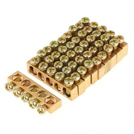 Pack of 10 Wire Screw Clamp, 5-Hole Brass Electrical Distribution Compound Neutral Bar