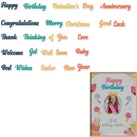 YKW Word Die Cuts for Card Making, Happy Birthday Merry Christmas Anniversary Congratulations Thank You Metal Cutting Dies, for DIY Scrapbooking Photo Albums Crafts Holiday Words Paper Art