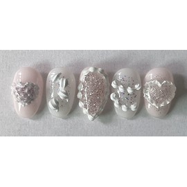 ⭐️ [Sugar Heart Frill] Romantic handmade nail tip ⭐️ - Short Oval / ⭐️ [슈가하트 프릴] 로맨틱 수제 네일팁 ⭐️ - 숏오발