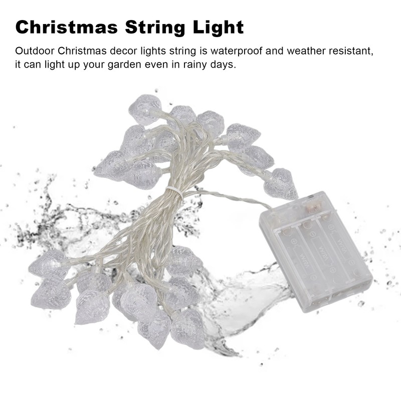 20 LEDs Christmas Lights Outdoor Strawberry Fairy String Lights Battery