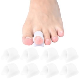 Byehambuni Gel Hammer Toe Straightener - 8 Pack Hammer Toe Corrector - Toe Straighteners for Curled Toes - Elevate Toe-Tip, Soothes Top Corn - Fits for Women and Men - White (8Large Size)