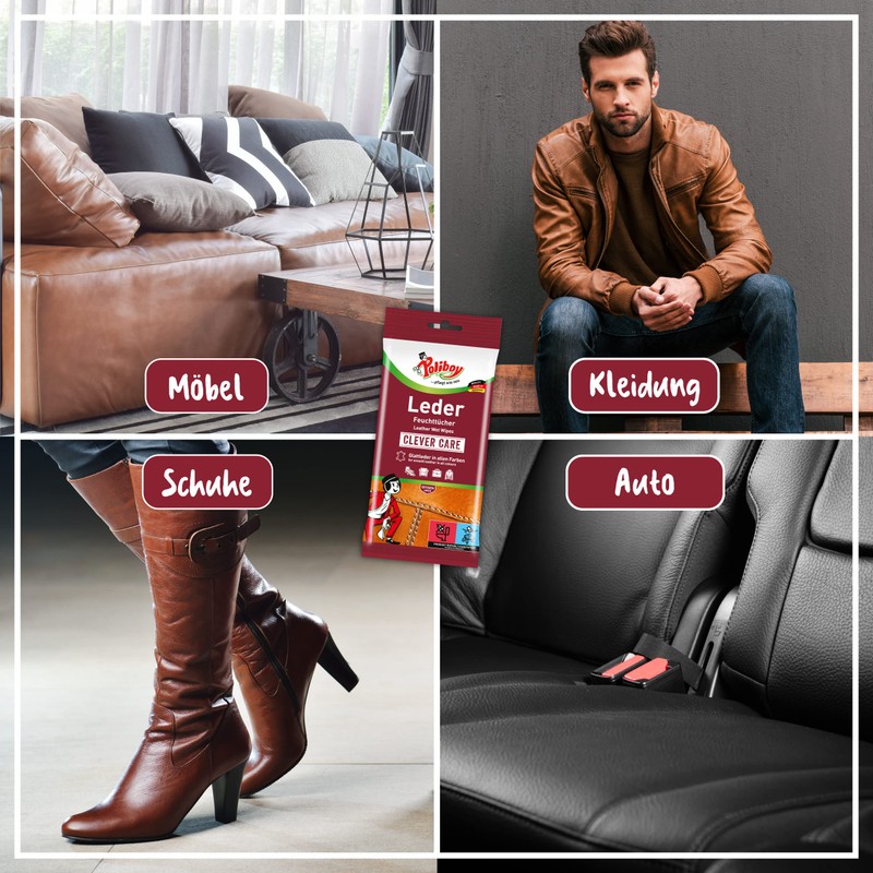 Poliboy Leather Wipes Perfect Cleaning for Smooth and Artificial Leather