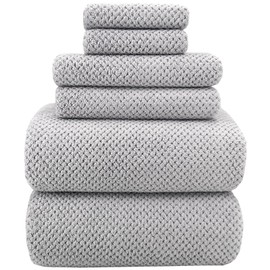 YTYC Towels,39x78 Inch Oversized Bath Sheets Towels for Adults Luxury Bath Towels Extra Large Sets for Bathroom Super Soft Microfiber 80% Polyester(Medium Gray,6 Piece)