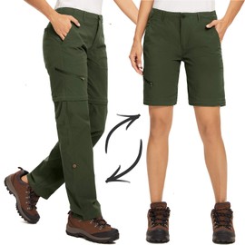 Women's Hiking Pants Convertible Lightweight Quick Dry Outdoor Travel Camping Safari Pants,2192,Army,8
