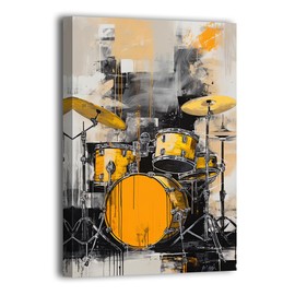 LURENCZH Music Wall Art Abstract Drums Canvas Prints Musical Instrument Picture Paintings for Music Room Concert Decor Framed(Music-3,12.00" x 18.00")