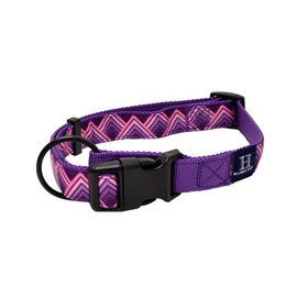 Hamilton Dog Collar, Adjustable Purple Dog Collar, Diamond Pattern Ribbon Overlay Collection Pet Collar for Dogs, Size S/M