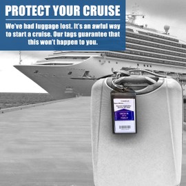 Carnival Cruise Luggage Tag Holders (4 Pack) & Lanyards (2 Pack), Large, Clear & Waterproof, Cruise Essentials 2025-2026 for Ship Cards & Baggage – Durable Travel Accessories (Blue & Royal)