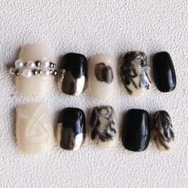 Moonstan Nail Tip, Black, Autumn/Winter, Popular, Gel Nail, False Nail, Self Nail Design, Nail Design, Pearl Simple (S)