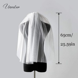 Unsutuo - Velo de novia con purpurina para novia, codo, despedida de soltera, velo de novia para mujeres y niñas (blanco)
