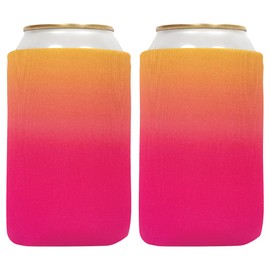 QualityPerfection 12 oz Can Cooler Sleeves (2 Unit) Neoprene Blank Beer Coolers 4mm Thick Fabric Soda Collapsible Drink Coolies, Thermocoolers 12 ounce Regular Size Can Coolie (Hot Day Ombre)