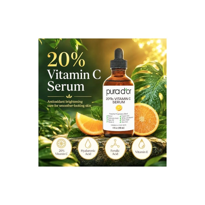 Pura D'or Vitamin C Serum, 4 Ounce