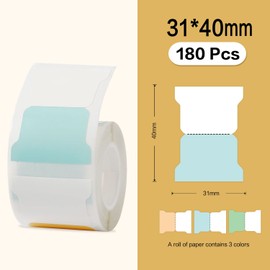 2 Rolls Sticky Index Tabs, Repositionable File Tabs Flags Colored Page Markers Labels for Reading Notes, Books and Classify Files for B1/B21/B3S Label Printer, 180 Pieces Tabs