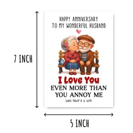 MWS9xDesigns I Love You More Than You Annoy Me - Husband Anniversary Card - Funny Romantic - Couples Humor - For Wonderful Husband - Anniversary