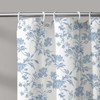 Extra Long Shower Curtain Blue Floral Cotton Cottagecore Shower Curtain