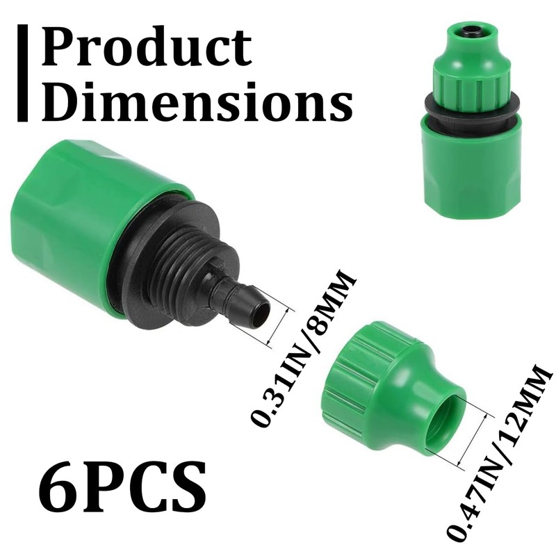 6Pcs Garden Irrigation Hose Fitting, Quick Connector Hose Pipe Adapter,