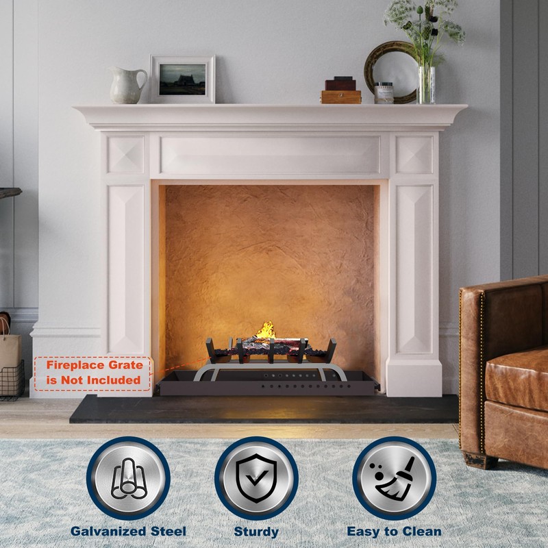 Pearwow Rectangle Fireplace Tray Small Size,13" Front to Back Adjustable