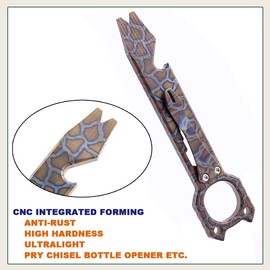 Twosun Titanium Pry Bar EDC Pry Tool Bottle Opener Outdoor Multifunctional Prybar With Pocket Clip (Flame Ti)