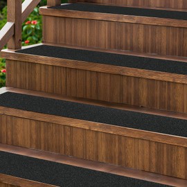 Outdoor Stair Treads for Wooden Steps Non Slip, KOOTETA 8 Pack 30" x 6"Anti Slip Strips Adhesive for Stair, Waterproof Weather Resistant Exterior Grip Tape 80-Grit Non Skid Traction Stair Treads,Black