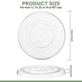 LECEHIVO 240 Pcs Clear Flat Lid with Straw Slot Disposable Plastic Coffee Lids PET Cup Cover for 12 oz, 16 oz, 20 oz and 24 oz Cups for Milkshake Slush Ice Cream Summer Party Supplies