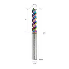 WEXWE Tools - Fresa cuadrada de carburo para aleaciones de aluminio, cobre, magnesio, materiales compuestos de aluminio de alto silicio, 3 herramientas de corte de flauta de vástago de 1/4 (2