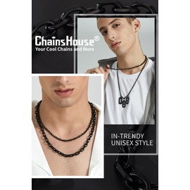 Stainless Steel Cable Rolo Link Chain Necklace 9mm 20inches Black Color Double Cable Chain