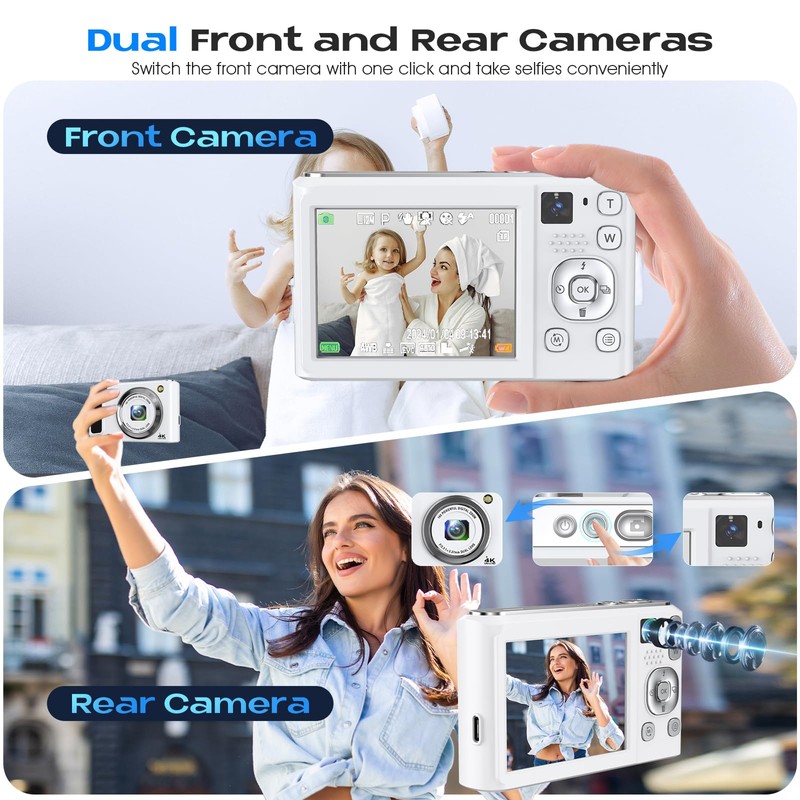 Bofypoo Digital Camera, 4K Autofocus Vlogging Camera with 32G Memory