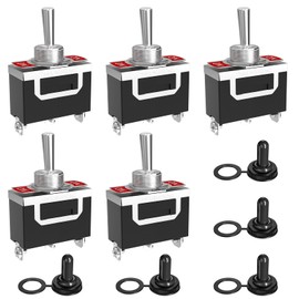SCOOYUCK Pack of 5 Toggle Switches, 12 V 24 V 125 V 230 V (3-250 V) SPDT ON OFF ON 3-Pin Switch, Rocker Switch with Waterproof Cap, for Cars, Trucks, Boats, Ships