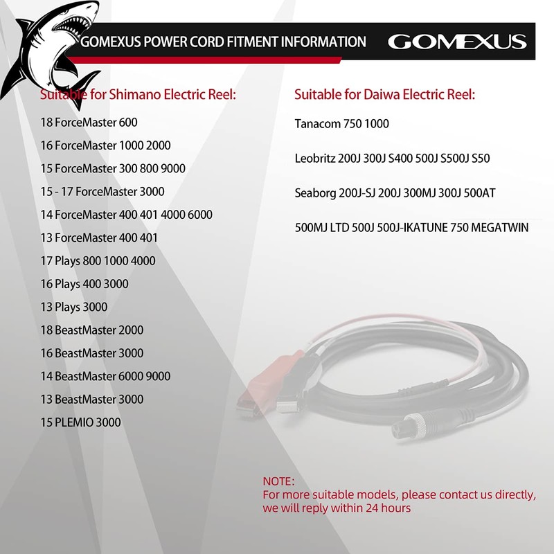 GOMEXUS Power Cord for Daiwa Tanacom 1000 Seaborg 300J Shimano