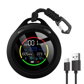 air Quality Monitor,Air Quality Tester for Home and Outdoor,for O2 Oxygen,CO,Altitude,Air Pressure,Temperature and Humidity,Detector for Travelling,Camping,Motorhome,Home,Office (Black)