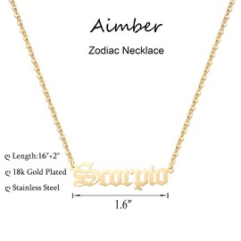 Aimber 18K Gold Plated Astrology Necklace for Women Jewelry,12 Zodiac Pendant Horoscope Constellations Necklace(Letter,Scorpio)
